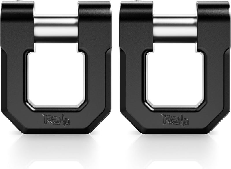 Reno 3/4" D Ring Shackle, 68,000 lbs Break Strength with 7/8" Inch Pin Universal Use with Tow Strap Winch for Off-Road Truck ATV UTV SUV Recovery Towing Trailer (Aluminum, 2 Pack, Black) - Image 1